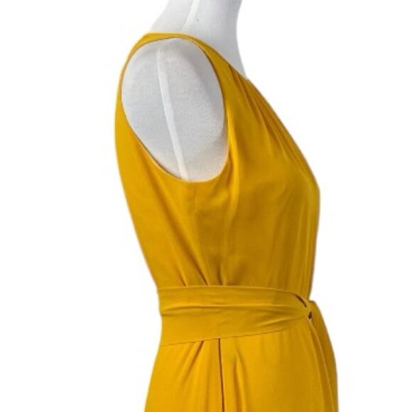 Tahari Petite Midi Dress Keyhole Halter Neck High Low Hem Yellow Women’s Size 6P - Picture 9 of 14